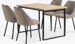 Best AABENRAA + VELLEVMesa AABENRAA L120 roble cálido +4 sillas VELLEV arena/negro Mesas De Comedor|Conjuntos De Comedor