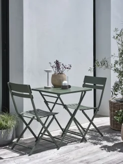 Hot ABORGConjunto de balcón ABORG A60xL60 verde Conjuntos Mesa Y Sillas De Jardín