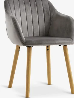 Discount ADSLEVSilla de comedor ADSLEV terciopelo /natural Sillas De Comedor