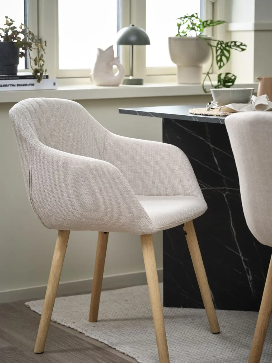 Online ADSLEVSilla de comedor ADSLEV tela beis/color roble natural Sillas De Comedor