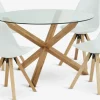 AGERBY + BLOKHUSMesa AGERBY Ø119 roble natural + 4 sillas BLOKHUS blanco Mesas De Comedor|Conjuntos De Comedor