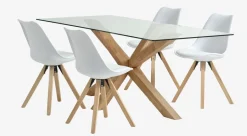 Sale AGERBY + BLOKHUSMesa AGERBY L190 roble natural + 4 sillas BLOKHUS blanco Mesas De Comedor|Conjuntos De Comedor