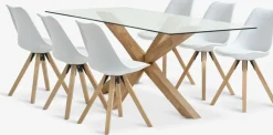 Sale AGERBY + BLOKHUSMesa AGERBY L190 roble natural + 4 sillas BLOKHUS blanco Mesas De Comedor|Conjuntos De Comedor