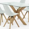 New AGERBY + BLOKHUSMesa AGERBY L160 roble natural + 4 sillas BLOKHUS blanco Mesas De Comedor|Conjuntos De Comedor