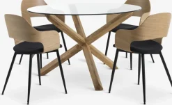 New AGERBY + HVIDOVREMesa AGERBY Ø119 roble natural+4 sillas HVIDOVRE roble/negro Mesas De Comedor|Conjuntos De Comedor