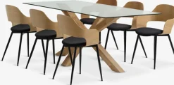 Clearance AGERBY + HVIDOVREMesa AGERBY L190 roble natural+4 sillas HVIDOVRE roble/negro Mesas De Comedor|Conjuntos De Comedor