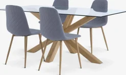 New AGERBY + JONSTRUPMesa AGERBY L190 roble natural +4 sillas JONSTRUP azul claro Mesas De Comedor|Conjuntos De Comedor