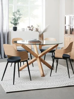 Clearance AGERBYMesa de comedor AGERBY Ø119 cristal/roble natural Mesas De Comedor