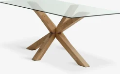 New AGERBYMesa de comedor AGERBY 90x190 cristal/roble natural Mesas De Comedor
