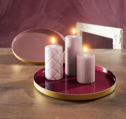 Best ALFREDVela pilar ALFRED rosa juego de 3 Velas Y Servilletas|Velas Y Servilletas