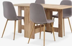 Sale ALLING + JONSTRUPMesa ALLING L100/163 roble cálido + 4 sillas JONSTRUP gris Mesas De Comedor|Conjuntos De Comedor