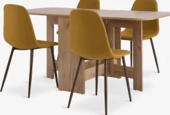 Clearance ALLING + JONSTRUPMesa ALLING L100/163 roble cálido + 4 sillas JONSTRUP curry Mesas De Comedor|Conjuntos De Comedor