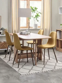 Clearance ALLING + JONSTRUPMesa ALLING L100/163 roble cálido + 4 sillas JONSTRUP curry Mesas De Comedor|Conjuntos De Comedor