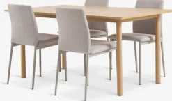Online ALSTED + BRANDEMesa ALSTED L160 roble natural + 4 sillas BRANDE beis Mesas De Comedor|Conjuntos De Comedor