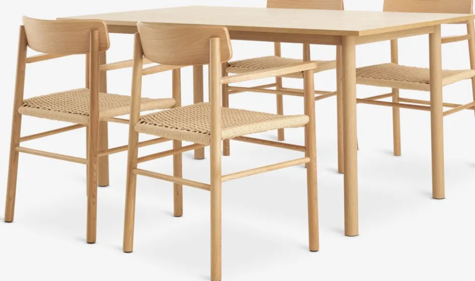 Clearance ALSTED + ISLEVMesa ALSTED L160 roble + 4 sillas ISLEV roble reposabrazos Mesas De Comedor|Conjuntos De Comedor