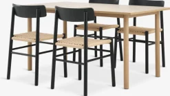 Online ALSTED + ISLEVMesa ALSTED L160 roble natural +4 sillas ISLEV negro/natural Mesas De Comedor|Conjuntos De Comedor