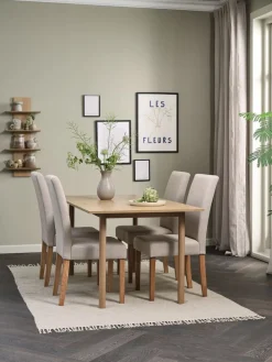 ALSTED + TUREBYMesa ALSTED L160 roble natural + 4 sillas TUREBY beis Mesas De Comedor|Conjuntos De Comedor