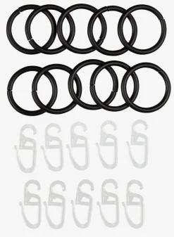 Discount Anilla de cortina con gancho 10 unidades negro Ganchos, Anillas Y Soportes De Cortinas
