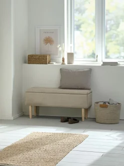 Outlet BADSTEDBanco BADSTED con almacenaje tela beis/color roble Bancos|Bancos