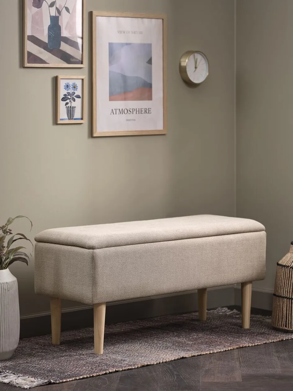 Outlet BADSTEDBanco BADSTED con almacenaje tela beis/color roble Bancos|Bancos