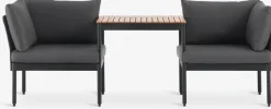 Outlet BJORLIConjunto jardín modular BJORLI 2 plazas negro Conjuntos Mesa Y Sillas De Jardín|Muebles De Jardín