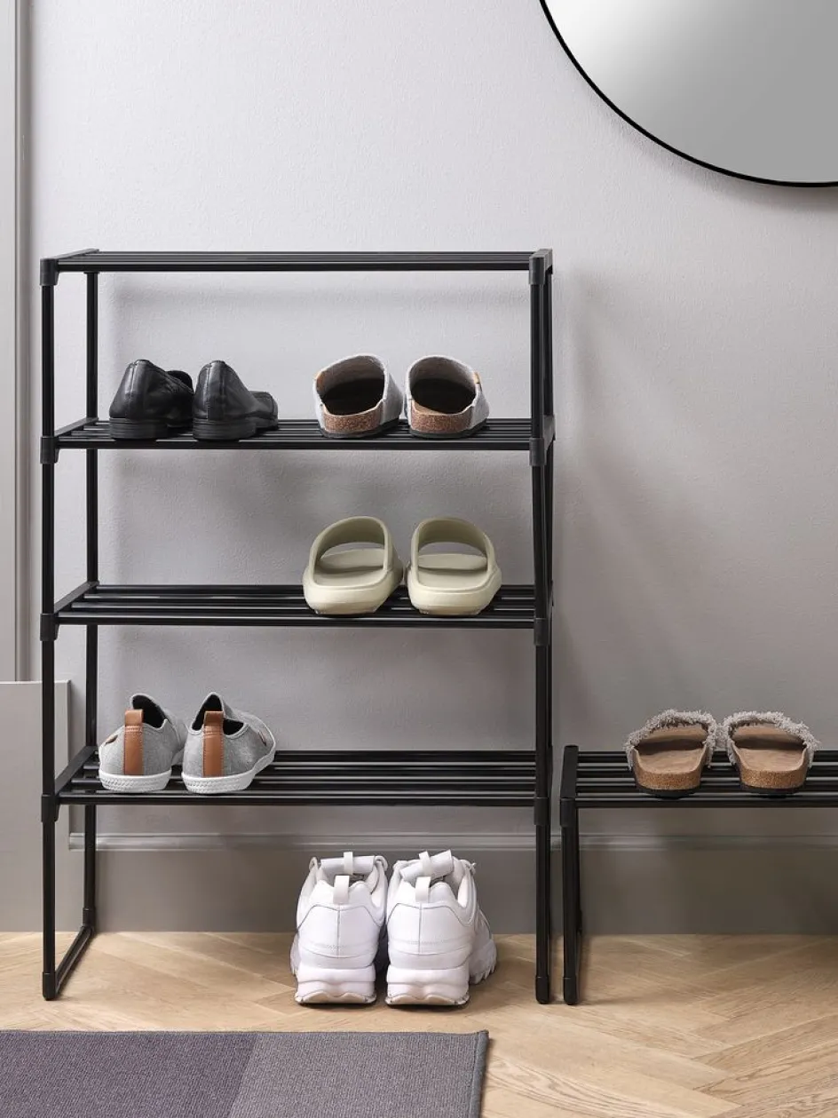 Online BORNHOLMZapatero BORNHOLM 4 estantes negro Zapateros|Zapateros