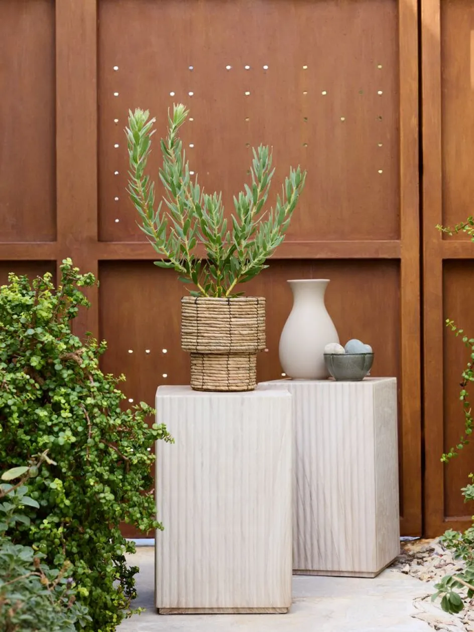New BYNKEFUGLSoporte BYNKEFUGL A30xL30xA48 travertino Decoración De Jardín