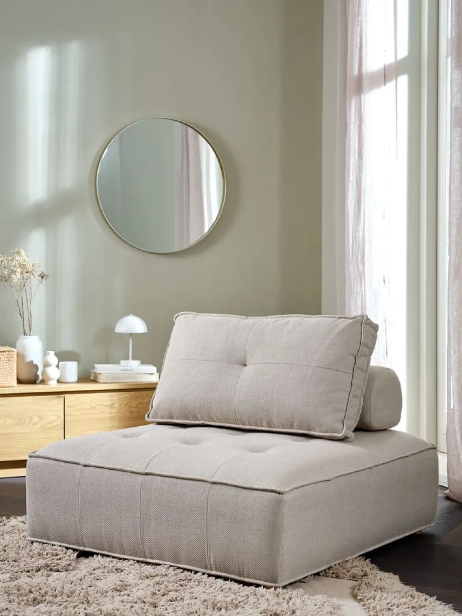 Outlet DAGSTRUPPuf DAGSTRUP con respaldo tela beis Sillones