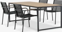 Outlet DAGSVAD + NABEMesa FAUSING L190 + 4 sillas NABE negro Conjuntos Mesa Y Sillas De Jardín
