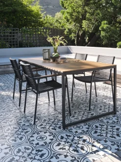 Outlet DAGSVAD + NABEMesa FAUSING L190 + 4 sillas NABE negro Conjuntos Mesa Y Sillas De Jardín
