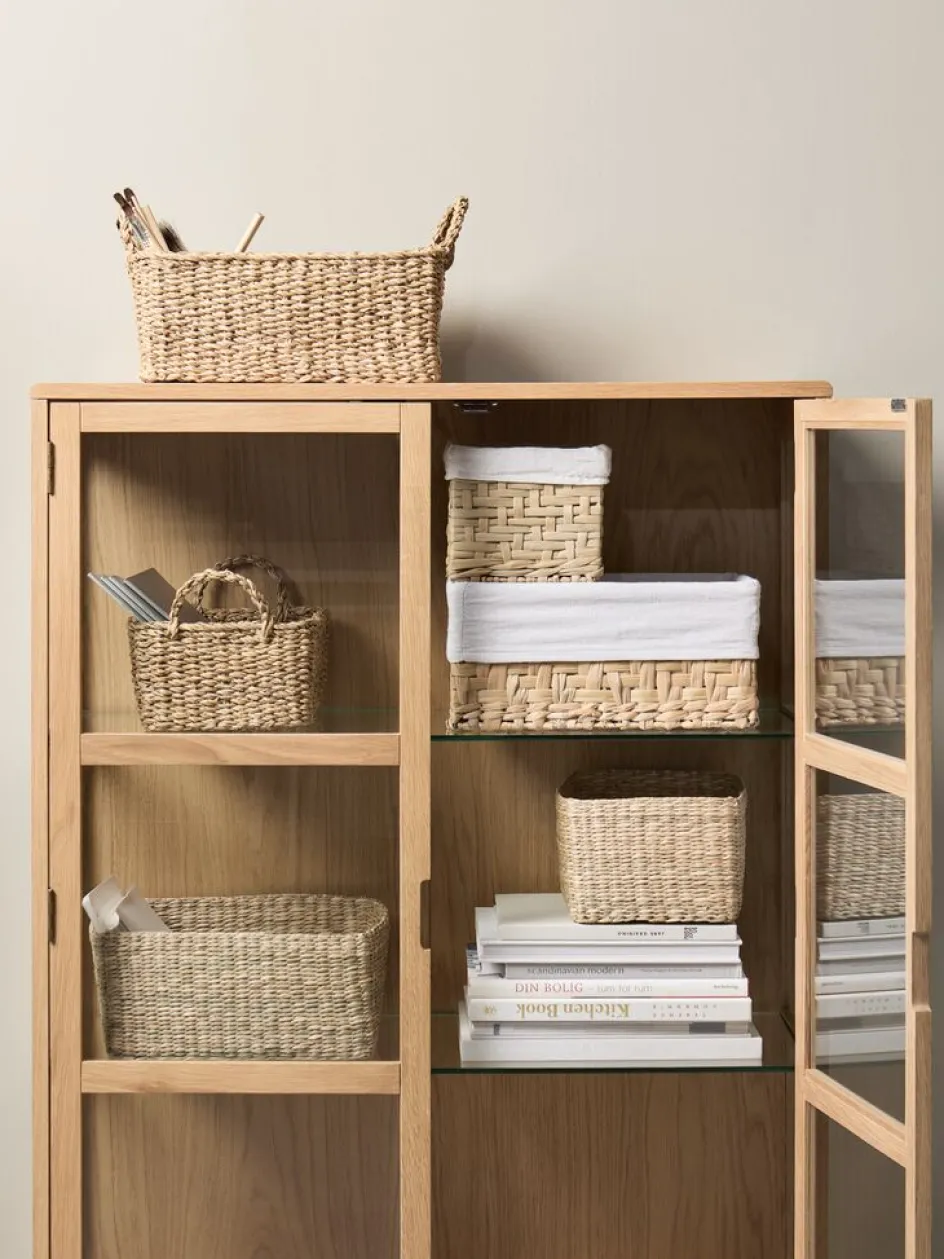 Outlet EJNOCesta EJNO A16xL22xA14cm con tela natural Todas Las Cestas|Cestas Y Cajas