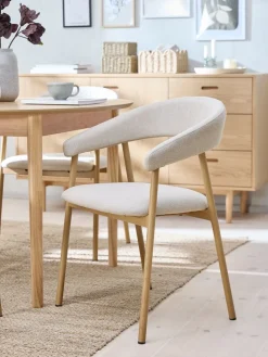 Hot EJSINGSilla de comedor EJSING tela beis/color roble natural Sillas De Comedor