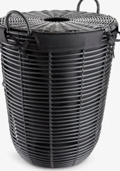 Hot ELIFCesta para ropa ELIF Ø40xA56cm negro con tapa Cestos Para La Ropa|Cestos Para La Ropa