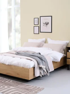 Discount ELLINGEEstructura cama ELLINGE 135x190 almacenaje roble cálido Estructuras De Cama|90 X 190 Cm