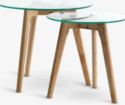 Best FALSLEDMesas nido FALSLED Ø50/40 cristal/roble natural juego de 2 Mesas De Centro|Mesas Auxiliares