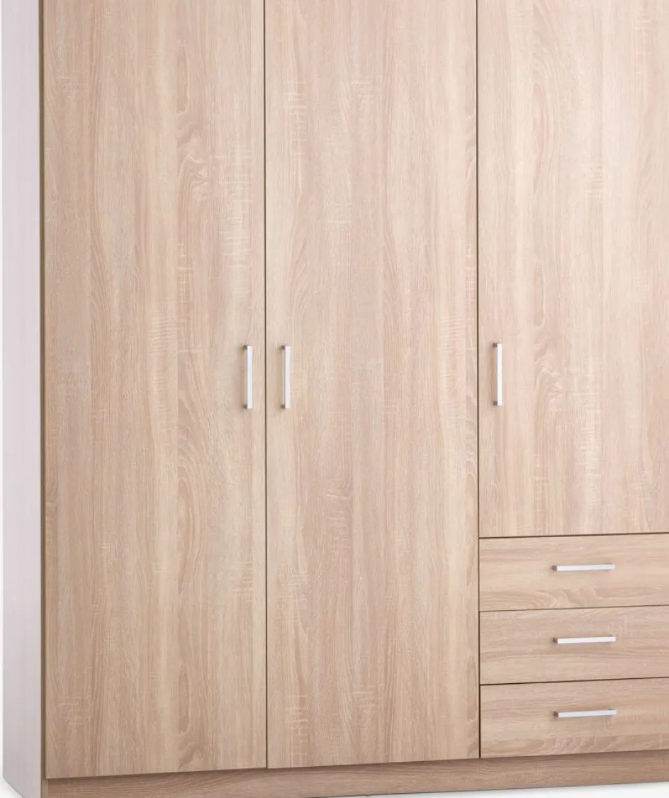 New FANDRUPArmario FANDRUP 145x176 3 puertas 3 cajones color roble cl Armarios|Todos Los Armarios