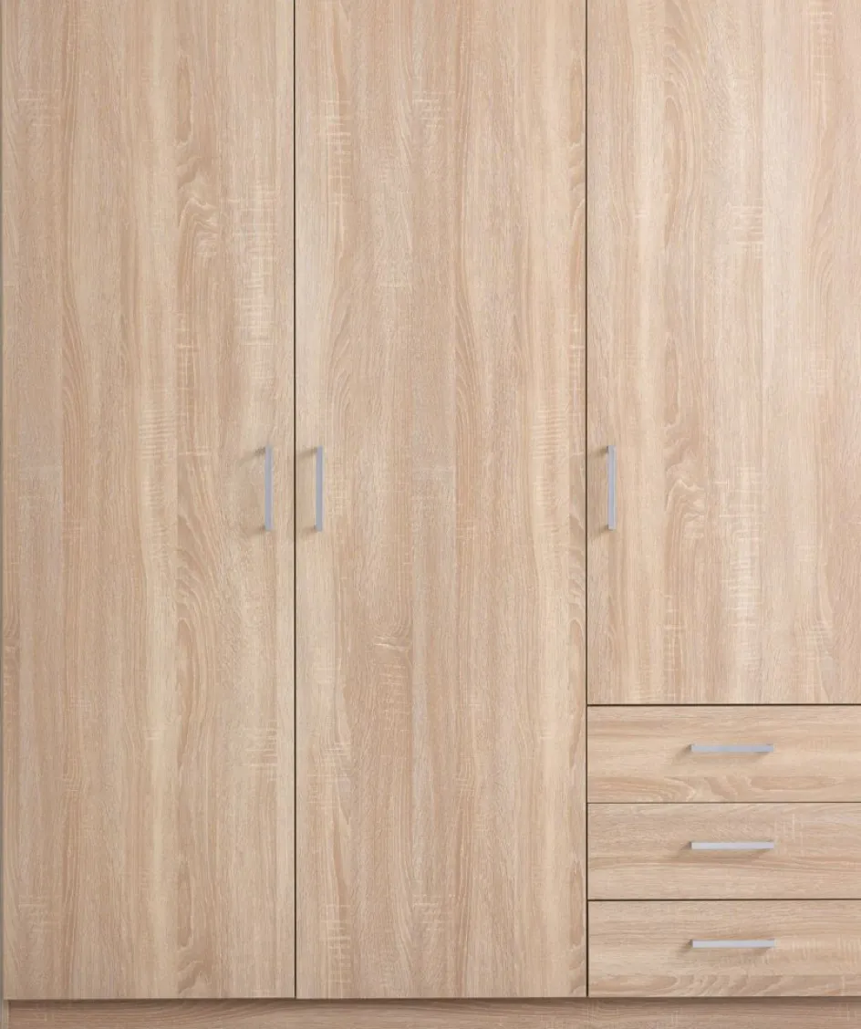 New FANDRUPArmario FANDRUP 145x176 3 puertas 3 cajones color roble cl Armarios|Todos Los Armarios