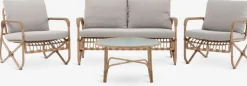 Online FJANDConjunto muebles jardín FJAND 4 plazas bambú natural Conjuntos Mesa Y Sillas De Jardín|Muebles De Jardín