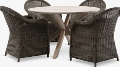 Sale FUGLSAND + GAMMELBYMesa FUGLSAND Ø120 madera dura + 4 sillas GAMMELBY gris Conjuntos Mesa Y Sillas De Jardín