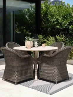 Sale FUGLSAND + GAMMELBYMesa FUGLSAND Ø120 madera dura + 4 sillas GAMMELBY gris Conjuntos Mesa Y Sillas De Jardín