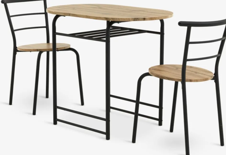 Discount GADSTRUPMesa GADSTRUP L92 + 2 GADSTRUP negro/roble salvaje natural Conjuntos De Comedor|Mesas De Comedor