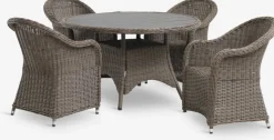 GAMMELBYMesa GAMMELBY Ø130 + 4 sillas GAMMELBY gris Conjuntos Mesa Y Sillas De Jardín