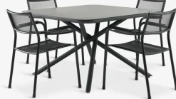 Outlet GOTHENBURG + HEMSEDALMesa GOTHENBURG L120 gris + 4 sillas HEMSEDAL negro Conjuntos Mesa Y Sillas De Jardín