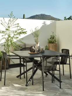 Outlet GOTHENBURG + KRISTIANSTADMesa GOTHENBURG L120 gris + 4 sillas KRISTIANSTAD verde Conjuntos Mesa Y Sillas De Jardín
