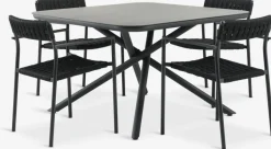 Best GOTHENBURG + TRILLEVALLENMesa GOTHENBURG L120 gris + 4 sillas TRILLEVALLEN negro Conjuntos Mesa Y Sillas De Jardín