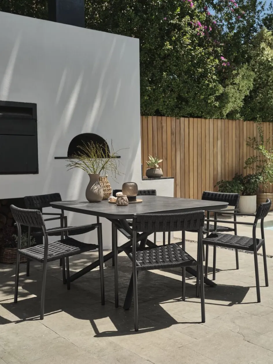 Best GOTHENBURG + TRILLEVALLENMesa GOTHENBURG L120 gris + 4 sillas TRILLEVALLEN negro Conjuntos Mesa Y Sillas De Jardín