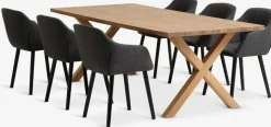 GRIBSKOV + ADSLEVMesa GRIBSKOV L230 roble natural + 4 sillas ADSLEV antracita Mesas De Comedor|Conjuntos De Comedor