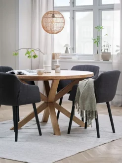 Clearance GRIBSKOV + ADSLEVMesa GRIBSKOV Ø120 roble natural +4 sillas ADSLEV antracita Mesas De Comedor|Conjuntos De Comedor