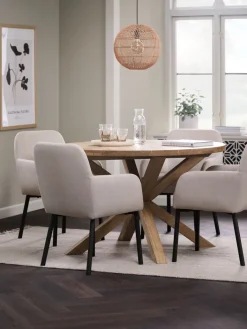 Clearance GRIBSKOV + SOTTRUPMesa GRIBSKOV Ø120 roble natural+4 sillas SOTTRUP beis/negro Mesas De Comedor|Conjuntos De Comedor