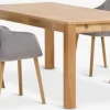 Hot HAGE + ADSLEVMesa HAGE L190 roble natural+4 sillas ADSLEV terciopelo gris Mesas De Comedor|Conjuntos De Comedor